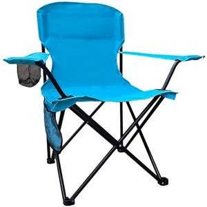 VOYSIGN Folding Camping Chair with Cup Holder & Storage Bag, 225lbs Capacity, Large Anti-Sink Feet, Breathable PE Coated Fabric for Outdoor, Hiking, Beach, Fishing, Backpacking, Blue
