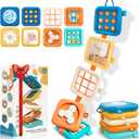 Travel Busy Board for Baby 1 Year Old, 7-in-1 Montessori Sensory Activity Board, Airplane & Car Seat Toy, Fine Motor Skills Learning Toy, Gift for 1 2 3 Year Old Boys Girls