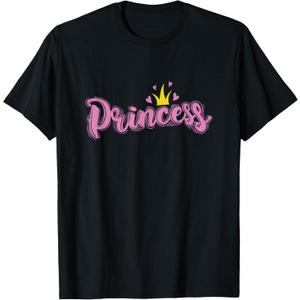 Princess with Crown and Heart Girl T-Shirt, L