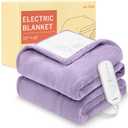 HOMLYNS LuxeHeat Heated Blanket Electric Blanket, Soft Flannel Sherpa Heated Throw, Heating Blanket with 5 Heat Settings, 3 hrs Timer Auto Shut Off (50x60 inches, Purple), Only for 120V Voltage Use
