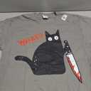 Funny Murderous Black Cat With Knife - Black Cat WHAT? T-Shirt, Medium, Slate grey