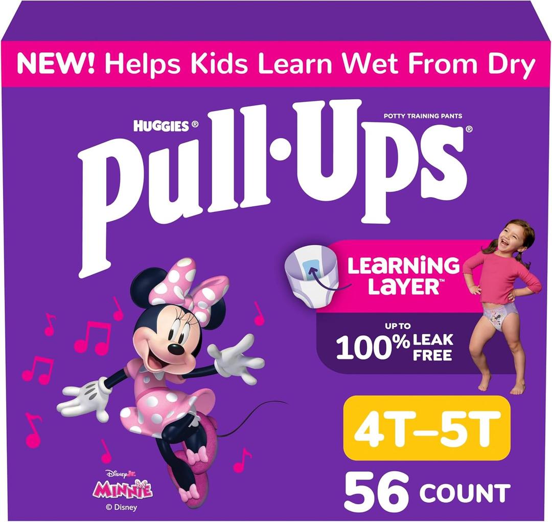 Pull-Ups Girls' Potty Training Pants, Size 4T-5T Training Underwear (38-50 lbs), 56 Count