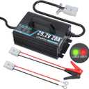 24V 20A Lithium Battery Charger 29.2V LiFePO4 Battery Charger 24 Volt Lithium Charger 0V Wake Up LiFePO4 Charger with Indicator, 3 Connectors for 25.6V LiFePO4 Battery of RV, Boat,Truck, Marine, Solar