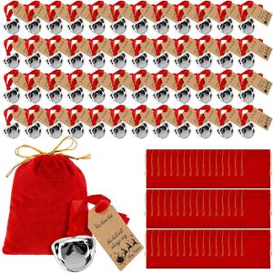 Duraaamo 12 Sets Christmas Polar Themed Party Gifts Bulk Believe Bell Ornaments Santa Sleigh Bells Christmas Train Party Gifts Stocking Stuffers Holiday Decoration for Xmas Tree Home (Silver)