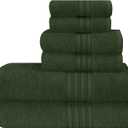 BOUTIQUO 6 Pack Cotton Towel Set, Contains 2 Bath Towels 28x55 inch, 2 Hand Towels 16x24 inch & 2 Wash Coths 12x12 inch, Ideal Everyday use, Ultra Soft Compact & Lightweight - Olive Green
