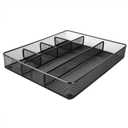 Amazon Basics Metal Mesh Desk Organizer with 6 Compartments, Anti-Slip Pen Holder Storage Tray for Office Supplies and Home, Black