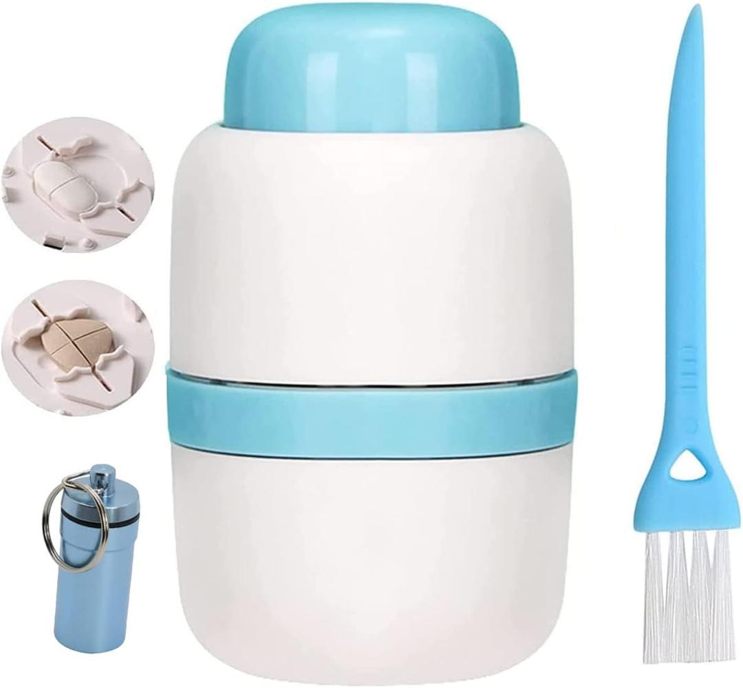 Pill Cutter, 1/4 Divider, 1/2 Divider Sturdy Tablet Cutter, Hidden Blade, Ideal for Cutting Vitamins, Tablets (Blue)