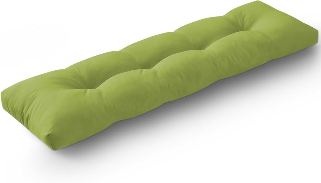 Wellsin Indoor/Outdoor Bench Cushion, Waterproof Patio Bench Seat Cushion with Non-Slip Bottom, Tufted Bench Cushions for Indoor/Outdoor Furniture, 54x16x4 inch, Green