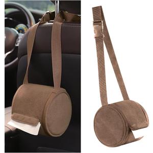 Car Tissue Holder, Soft Hanging Vehicle Backseat Headrest Tissue Box Cover for Roll Paper, Automotive Napkin Holder Paper Organizer to Keep Car Tidy, Universal for Truck SUV Sedan (Coffee)