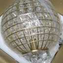 Gold Globe Crystal Chandelier, 12.6" Vintage Sphere Globe Chandelier Pendant Light Small Flush Mount Ceiling Light for Foyer Entryway Hallway Dining Room, 12.6"W X 15.9"H