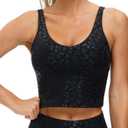 THE GYM PEOPLE Womens' Sports Bra Longline Wirefree Padded with Medium Support (Large, Black Leopard)