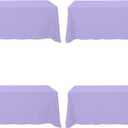 BRILLMAX 4 Pack Lavender Tablecloths for 8 Foot Rectangle Tables 90 x 156 Inch - 8ft Rectangular Bulk Linen Polyester Fabric Washable Cloth Cover for Wedding Reception Banquet Birthday Party
