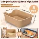 Harloon 5 Pack Extra Large Disposable Cat Litter Box 22.4 x 17.9 x 6.9'' Paper Fat Cat Litter Tray Pet Litter Pan Disposable for Cats Rabbits Sturdy Portable Litter Liners Box Indoor Outdoor Travel