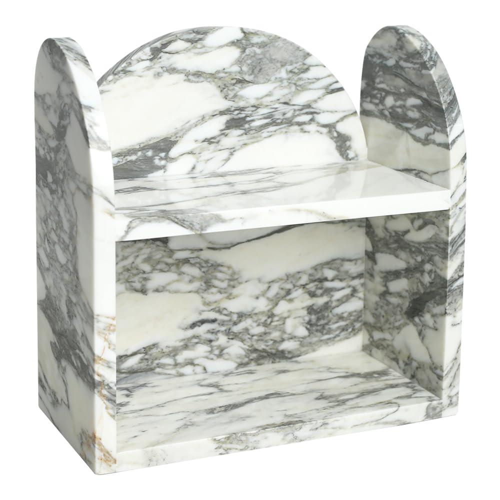 DUANYAN Marble Shelf Bathroom Counter Organizer and Storage 2-Tier White