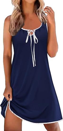 Ekouaer Nightgowns for Women Tank Night Gown Soft Sleep Shirt Summer Sleeveless Nightdress