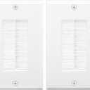 2 x VCE Brush Wall Plate Cable Pass Through, Single Gang Decorator Wall Cover for Low Voltage Cables, In-Wall Cable Management for Wall Mount TV (White), 2-Pack