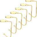 Komotu Christmas Stocking Holder for Mantle - 6 Pack Non-Slip Stocking Mantel Holders Hooks Hanger for Christmas Xmas Fireplace and Party Decoration (Gold)