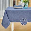 Mebakuk Rectangle Table Cloth Linen Farmhouse Tablecloth Waterproof Anti-Shrink Soft and Wrinkle Resistant Decorative Fabric Table Cover for Kitchen (Denim Blue, 60" x 84" (6-8 Seats))