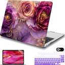 Mektron for MacBook Air 13 inch Case 2021-2018 Release A2337 M1 A2179 A1932, Plastic Hard Shell Case Only Compatible with MacBook Air 13 inch Retina Fits Touch ID, Marble Flowers