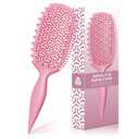 Curl Defining Brush for Thick Coily Hair, Firm-Bristle TPEE Detangling Brush for Coarse 4A4C Curls, Dual-Sided Wide & Narrow Tooth Brush for Wet & Dry Curl Shaping Women & Men (2054-Pastel Pink)