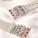Minyee Celtic Knot Silicone Band Compatible with Apple Watch Band Women 42/38/40/41mm, Soft Silicone Two Tone Cute Fancy Sport Wristband for iWatch Series 11 10 9 8 7 6 5 4 Ultra/SE 3 2 1, Starlight