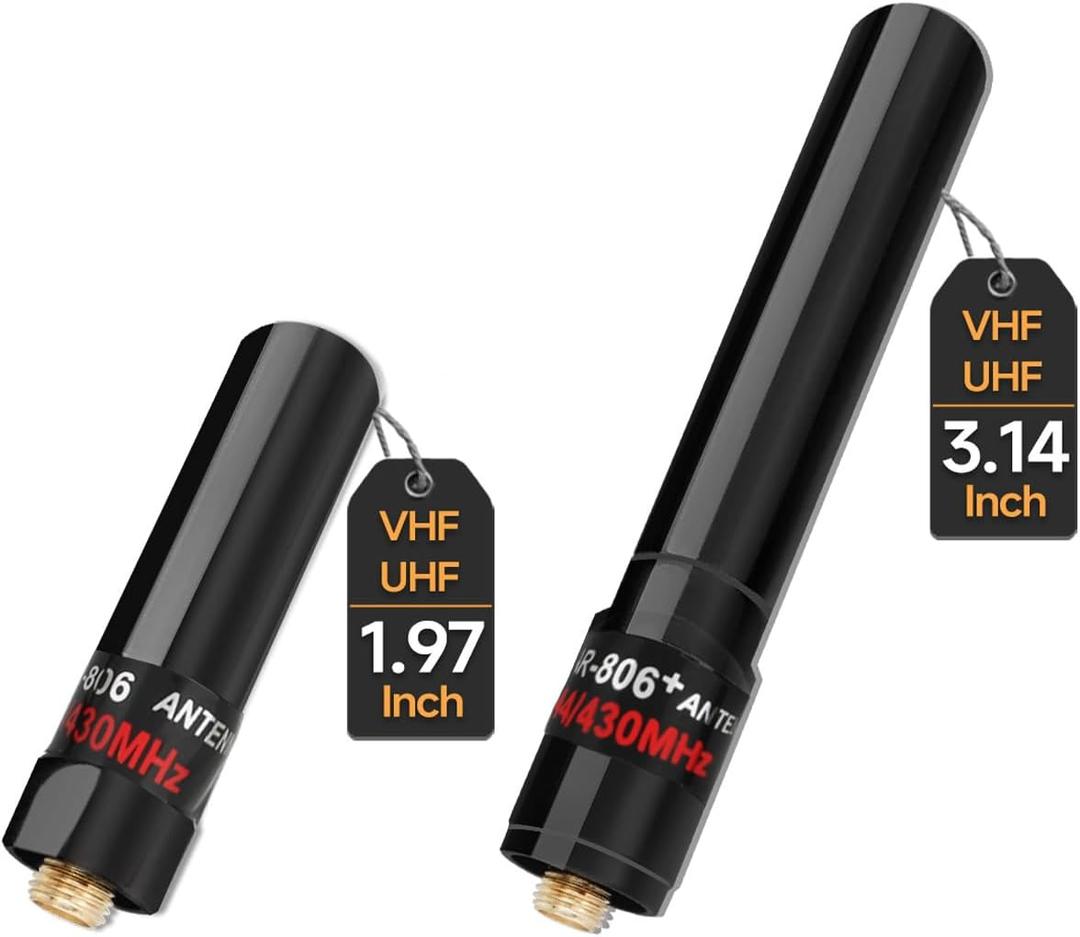 ABBREE Dual Band VHF UHF 136-174MHz 400-470MHz Ham Radio Antenna SMA-Female Short Stubby Antenna for Baofeng UV-5R Mini 5RM BF-F8HP/Pro K5PLUS UV-21R DM32 Radio Accessories,2Pack(1.96-Inch+3.14-Inch)