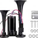 12V 600DB Car Air Horn, Super Loud Air Horn for Truck, Dual Electric Air Horns Kit for Vehicles- With Compressor, Applicable for Cars, SUVs, Motorcycles, Tractors (Black)