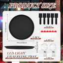 2 Pcs 14 Inch LED Light up Serving Tray No Slip Multicolor Flashing Black Plastic Round Bar Serving Tray for Restaurants Bars Clubs Cocktail Night Party