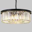 Modern Black Crystal Chandelier, 2-Tier Round Pendant Ceiling Fixture with Height Adjustable Luxury Hanging Chandelier for Dining Room, Living Room, Entryway, Bedroom, Kitchen and Foyer (Black Crystal-2)