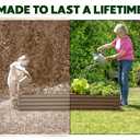 Plant & Plot Galvanized Raised Garden Beds Outdoor // 6×3×1 ft Planter Raised Beds for Gardening, Vegetables, Flowers (Dark Wood Grain) // Large Metal Garden Box // Patented Tool-Free Design