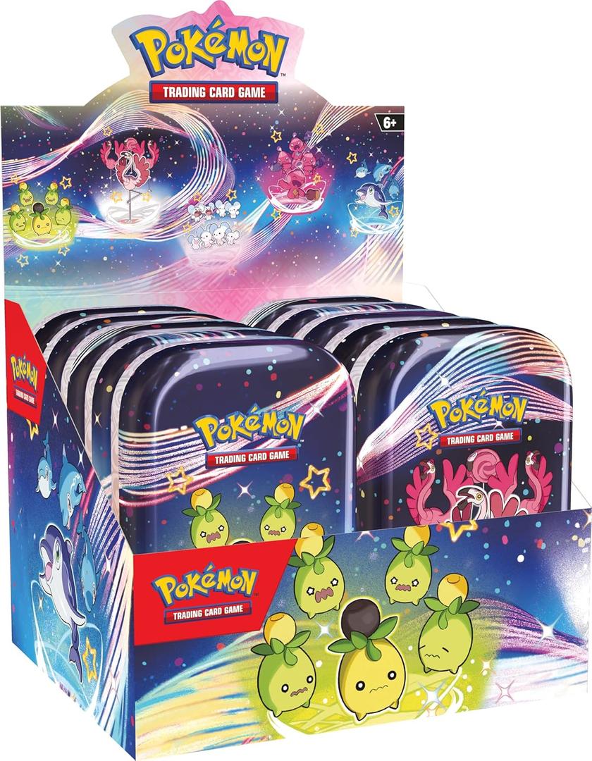 Pokémon TCG - Scarlet & Violet - Paldean Fates Mini Tin (Maushold/Smoliv/Tinkatink/Finizen/Flamigo - 1x Random, Black (3 PCS)