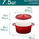 vancasso Enameled Cast Iron Dutch Oven, 7.5 QT Dutch Oven Pot with Lid, Round Enamel Dutch Oven for Bread Baking, Non Stick Enamel Coating, Pot's Body Cast Iron, Red
