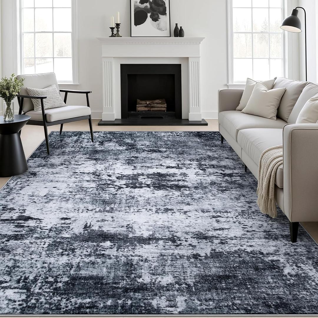 6x9 Area Rug Living Room: Modern Washable Indoor Carpet Black
For Bedroom Dining Room Farmhouse Nursery Hallway Office,Modern Abstract,Machine washable,Non-Slip,Stain Resistant,Indoor