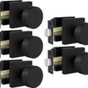 Goldenwarm Black Door Knobs Closet, Zinc Alloy Square Ball Matte Black Passage Door Knobs for Hallways, Kitchens, Heavy Duty Passage Door Knob Bulk - Modern & Stylish(5 Pack)