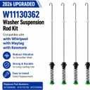 W11130362 Washer Suspension Rod Kit for Whirlpool for Maytag for Kenmore, Replaces W10594080 W10735786 W10748956, Compatible with WTW5000DW1 WTW5000DW2 WTW5000DW3 MVWX655DW1 Suspension Rods.