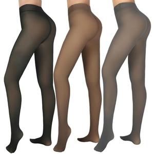 X-CHENG Fleece Lined Tights Sheer Women - Fake Translucent Warm Pantyhose Leggings Sheer Thick Tights for Winter Size Small