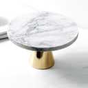 10 Inches 25 cm Round Marble Decor Plate Stand, Marbled Party Dessert Cheese Display Plate for Wedding Party Birthday Baby Shower Celebration Home Decor Cupcake Stands Pedestal Holder - White