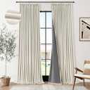 Pinch Pleated 100% Blackout Linen Curtains 102 Inches Long for Bedroom Living Room Pinch Pleat Linen Curtains Boho Farmhouse Modern Memory Trained Natural Cream Soundproof Pleated Drapes 40x102