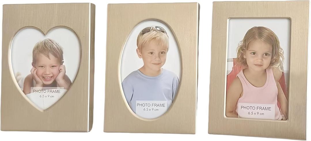 Set of 3 Mini Metal Picture Frame Set 2.5x3.5 Inch Gold Small Picture Frame with Picture Storage Behind, 2 1/2x3 1/2 Inch Small Picture frame Rectangle (Gold)