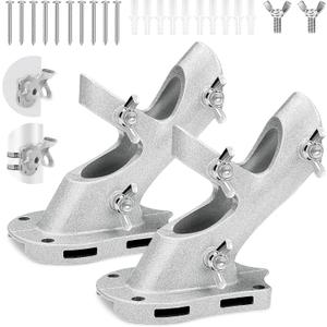 Flag Pole Holder for Outside House, REERON 2-Positions Metal Flagpole Brackets Mount, 1" Aluminium Rustproof Flag Pole Wall Porch Mounting Bracket with 3 Fixed Holes & Steel Hardwares (Silver-2 Pack) Flag Pole Holder for Outside House, REERON 2-Positions Metal Flagpole Brackets Mount, 1" Aluminium Rustproof Flag Pole Wall Porch Mounting Bracket with 3 Fixed Holes & Steel Hardwares (Silver-2 Pack)