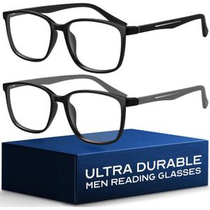 NOVIVON ActiveFit +1.5 Reading Glasses for Men - Blue Light & UV Protective Readers with Bonus Case & Cloth