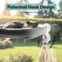 Cordless Cat Window Perch, Foldable Cat Window Hammock, 4 Strong Suction Cups, Solid Metal Frame, Patented Hook Design, Cushion Grey, L