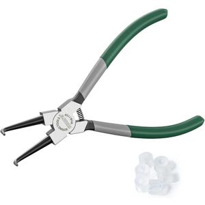 Eupheng Fishing Skirt Tool, Angled Nose Skirt Collar Pliers, Heavy Duty Skirt Making Tool for Silicone Jig Skirts, Rubber Collars, SpinnerBait Buzzbait Hand Fittings (Pliers+White Skirt Band*100)