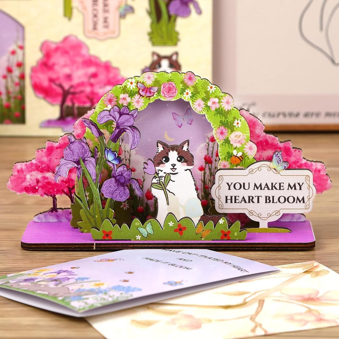 2 x Galentines Day Gift for Best Friend  Cute Floral Garden DIY Desk Decor, You Make My Heart Bloom Wooden Table Ornament, Easy-to-Assemble 3D Display, Friendship Gift for Her