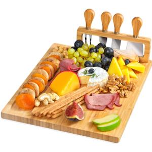 RoyalHouse Bamboo Cheese Board and Charcuterie Boards Set & Serving Tray for Meat, and Wine - Birthday Gifts for Women, Wedding Gift for Couples 2025, Bridal Shower, Housewarming Gift New Home