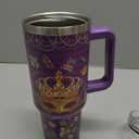 TheMogan 30 oz Tumbler with Handle and Flip Straw, Stainless Steel Vacuum Insulated Water Bottle Travel Mug Thermal Cup Mirror Mardi Gras