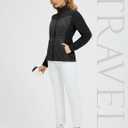 baleaf Women's Puffer Jackets Lightweight Winter Warm Stand Collar Water Resistant Golf Quilted Jacket 4 Pockets Black L