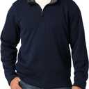 Wrangler Authentics Men's Long Sleeve Fleece Quarter-zip (XX-Large, Mood Indigo)