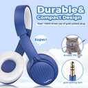 TuneFlux Upgraded Kids Headphones, Wired Toddler Headsets, 85dB Limited Volume On Ear Headphones, Portable Foldable Design, Stereo Sound Kids Headsets for School/Tablet/Travel-Sapphire Blue