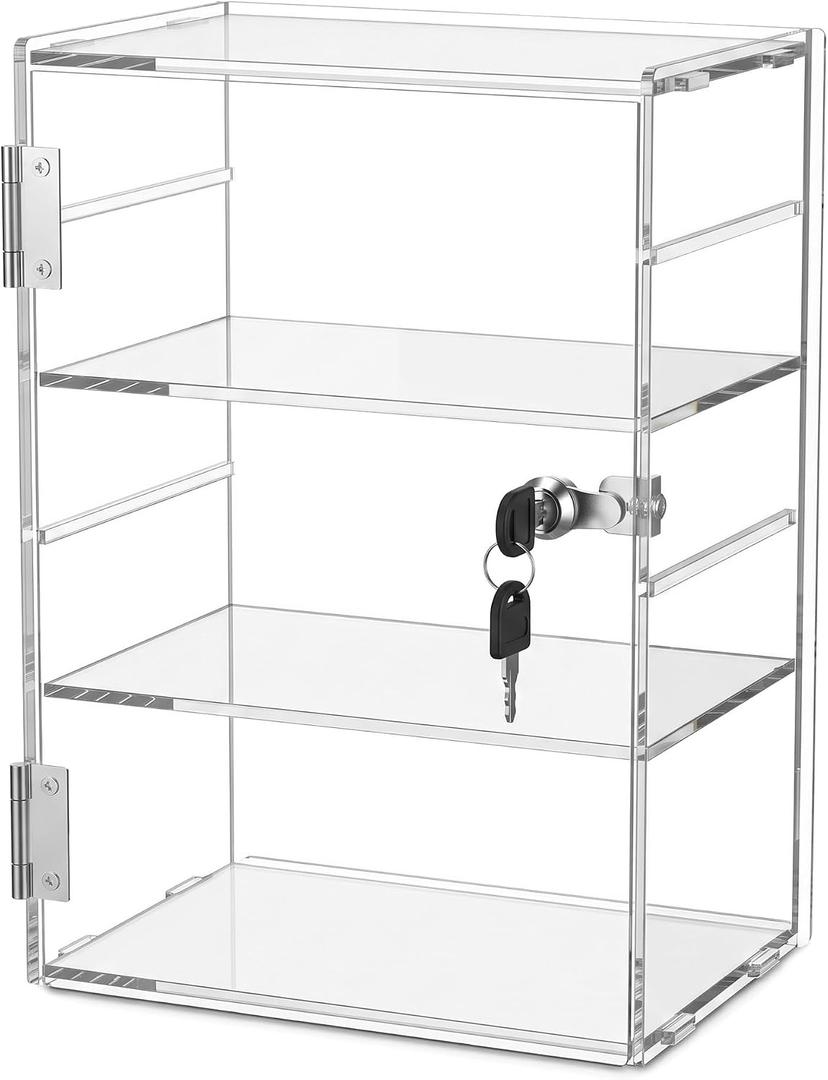 Lockable Acrylic Display Case, 3/4-Tier Clear Showcase for Figures (4)